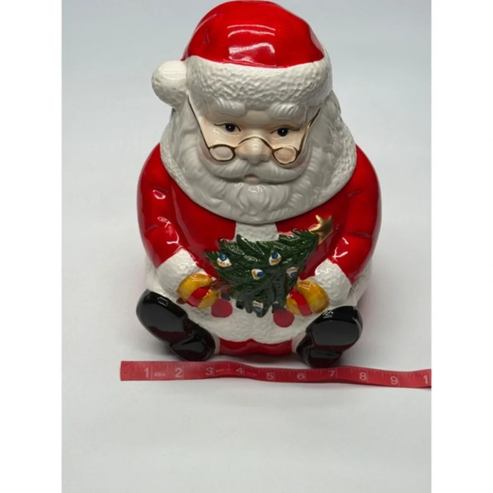 Gibson Housewares Santa Claus Ceramic Cookie Jar 10 Inch Decorative Holiday Xmas